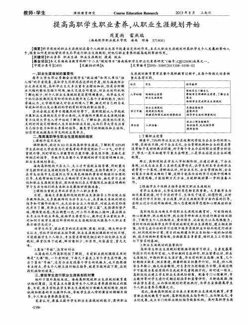 提高高职学生职业素养,从职业生涯规划开始