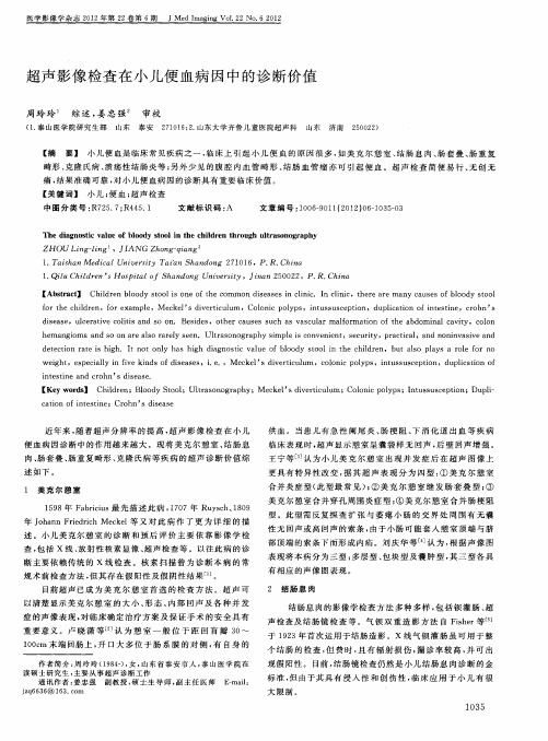 超声影像检查在小儿便血病因中的诊断价值