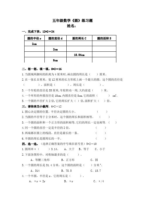 圆周长和面积练习2