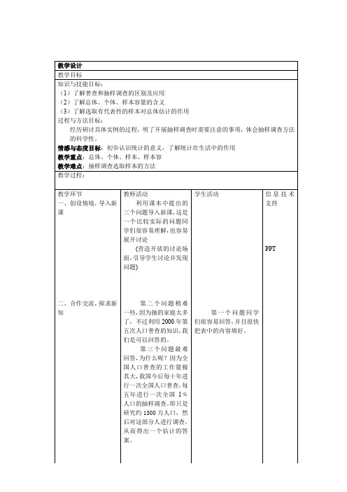 新华东师大版九年级数学下册《28章 样本与总体  28.1 抽样调查的意义》教案_5