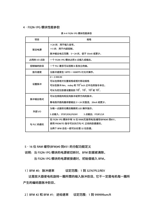 FX2N-1PG模块性能参数