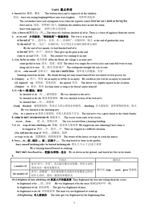 人教高中英语必修一-unit4单词语法及练习(无答案)