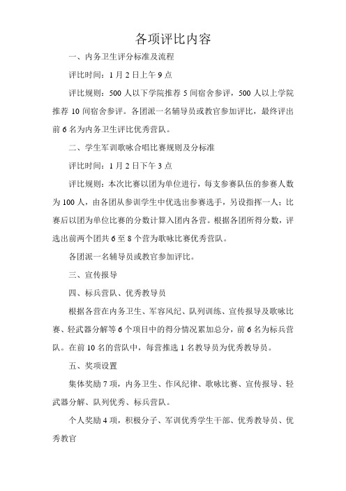 华南农业大学军训各项评比内容