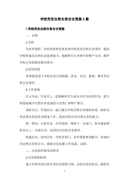 学校突发自然灾害安全预案3篇