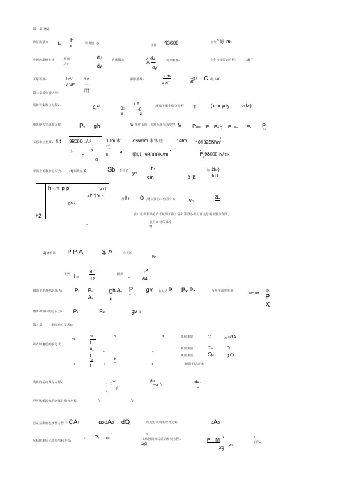 流体力学复习要点(计算公式)