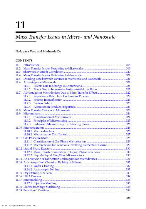 Mass Transfer Issues in Micro- and Nanoscale