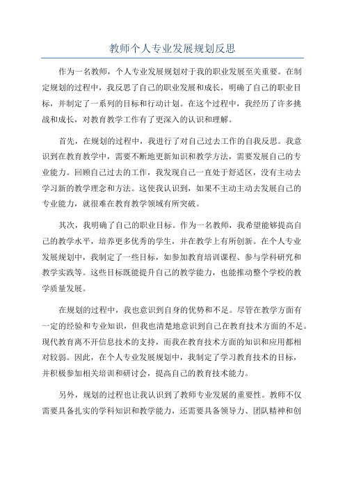 教师个人专业发展规划反思