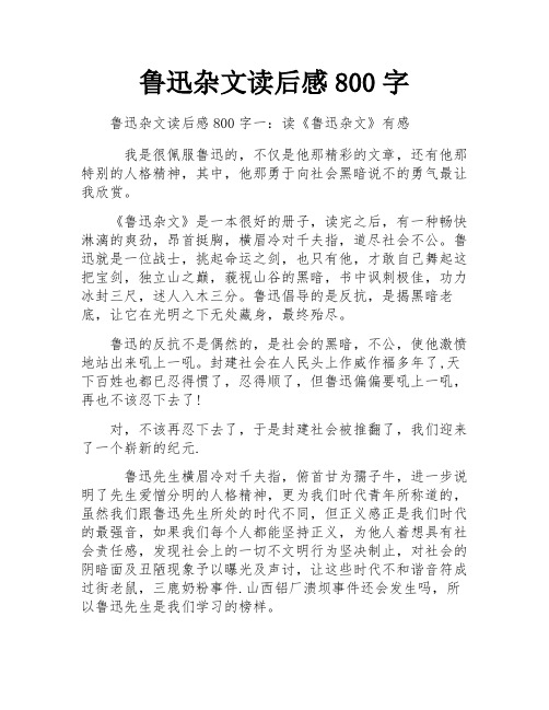 鲁迅杂文读后感800字