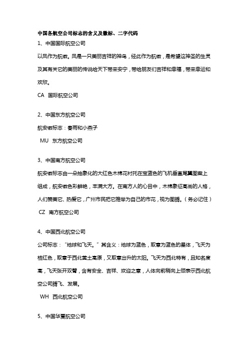 2011中国各航空公司标志的含义及徽标