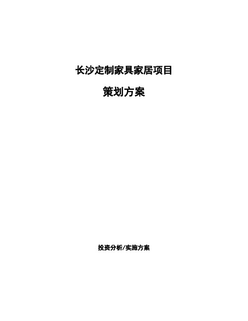 长沙定制家具家居项目策划方案