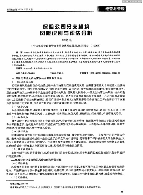 保险公司分支机构风险识别与评估分析