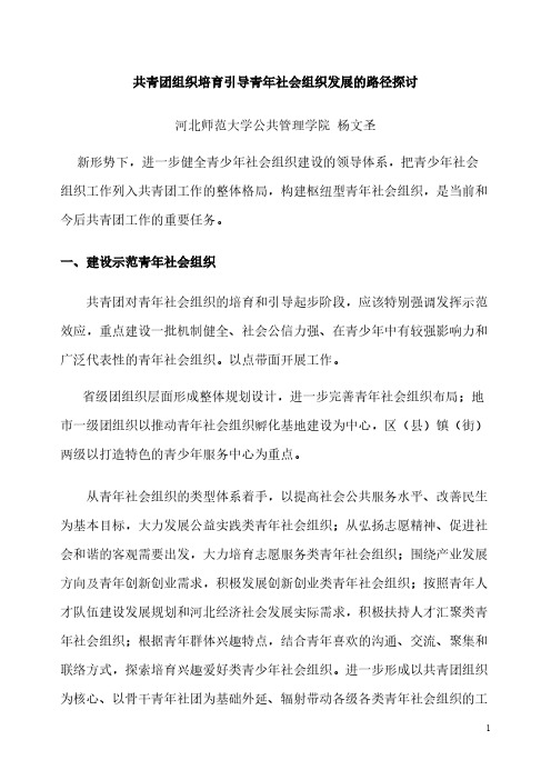 共青团组织培育引导青年社会组织发展的途径探讨