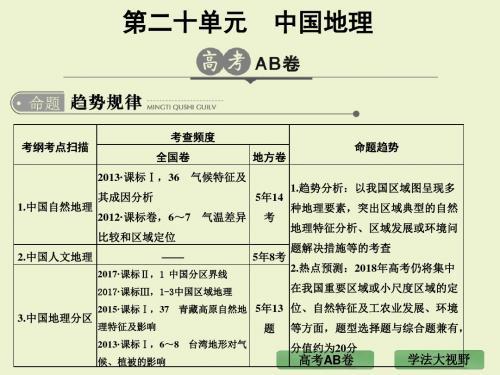 2020版大高考二轮复习：第20单元 中国地理