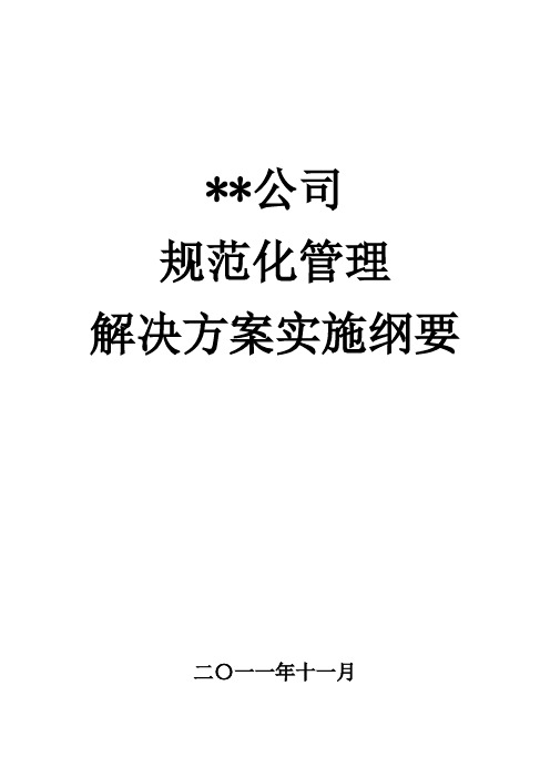 公司规范化管理整体解决方案实施纲要