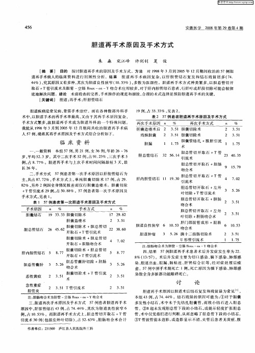 胆道再手术原因及手术方式