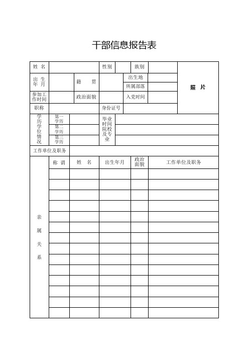 领导干部家庭主要成员及重要社会关系信息采集表