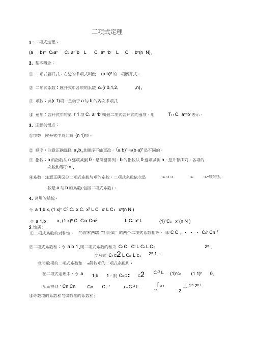 (完整版)二项式定理知识点和各种题型归纳带答案