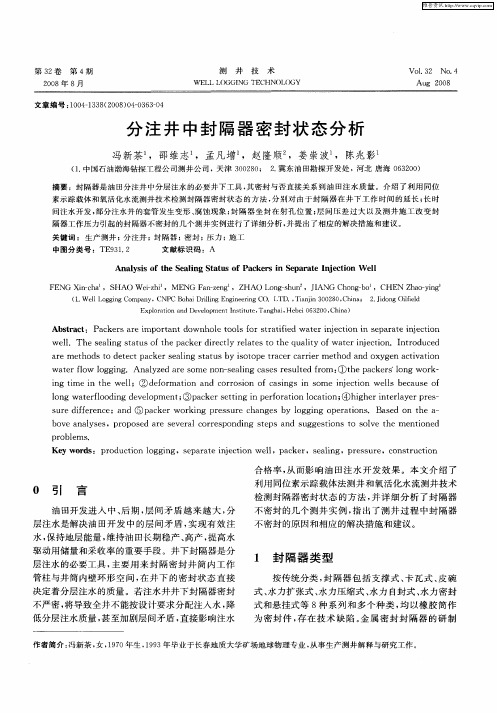 分注井中封隔器密封状态分析