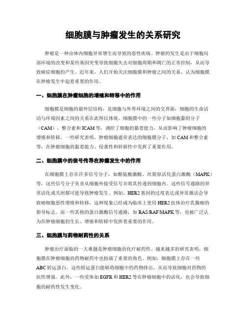 细胞膜与肿瘤发生的关系研究