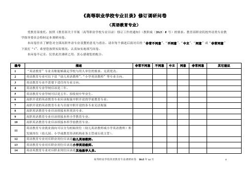 高职英语教育专业目录修订调查问卷(用人单位名称1)