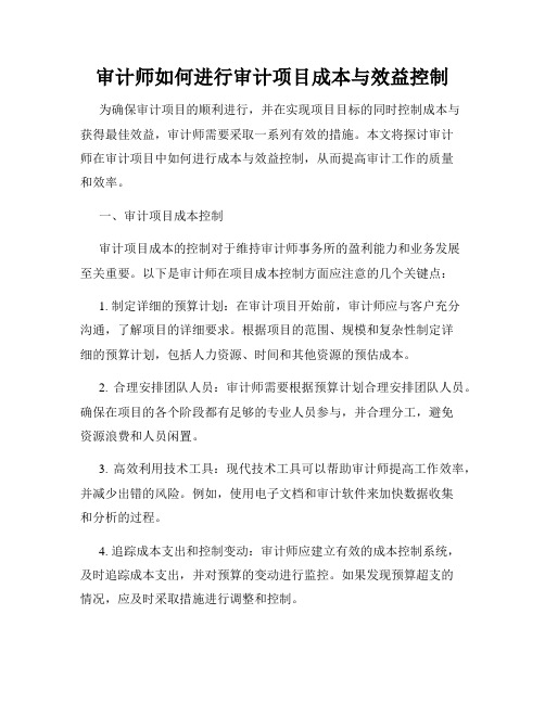 审计师如何进行审计项目成本与效益控制