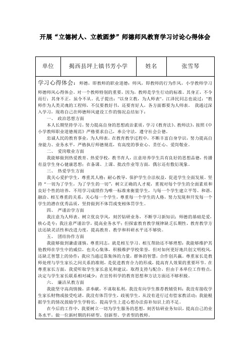 5开展“立德树人、立教圆梦”师德师风教育学习讨论心得体会