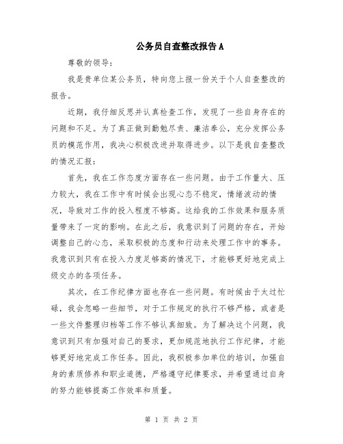 公务员自查整改报告A