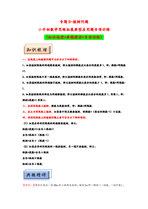 专题5-植树问题-小升初数学思维拓展典型应用题专项训练(人教版)