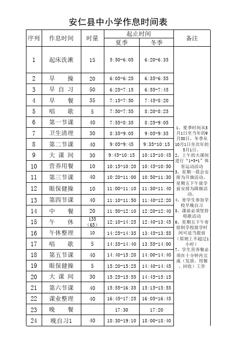 作息时间表2013