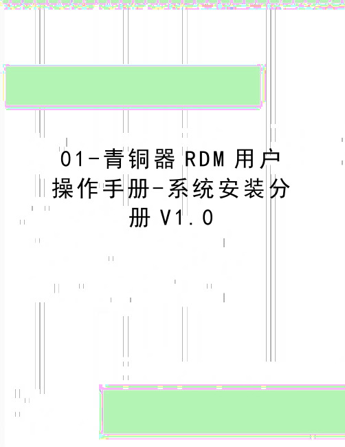 最新01-青铜器RDM用户操作手册-系统安装分册V1.0