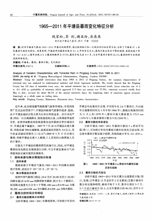 1965—2011年平塘县暴雨变化特征分析