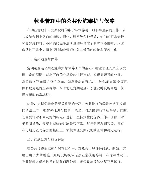 物业管理中的公共设施维护与保养