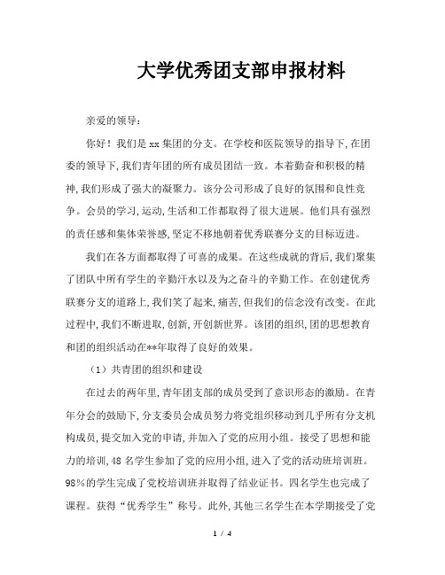 大学优秀团支部申报材料