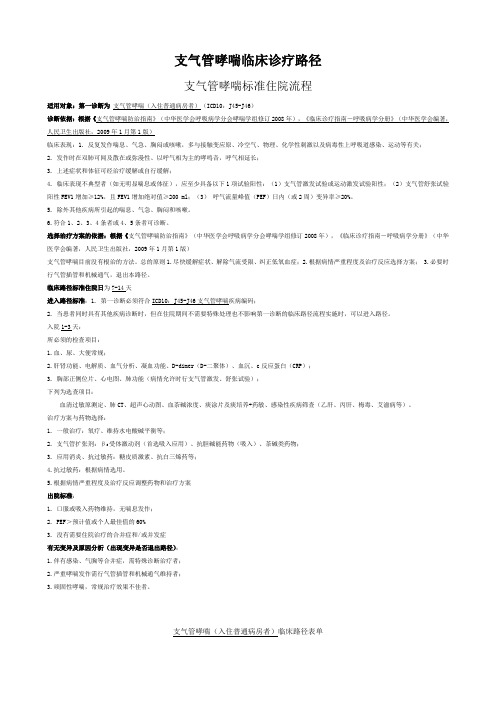 支气管哮喘临床诊疗路径