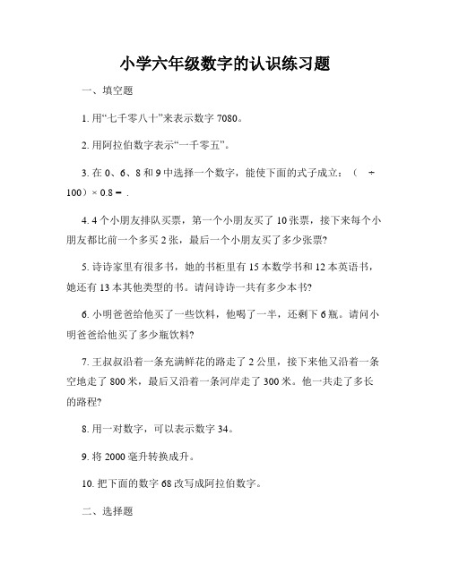 小学六年级数字的认识练习题