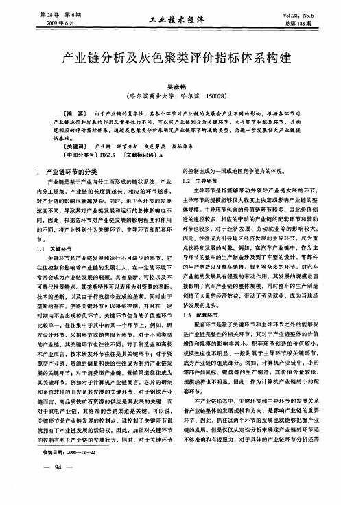 产业链分析及灰色聚类评价指标体系构建