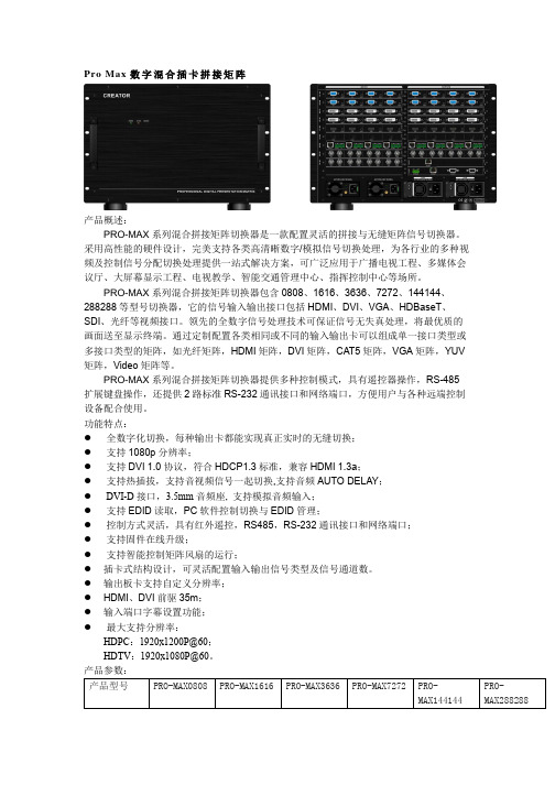 Pro Max数字混合插卡拼接矩阵