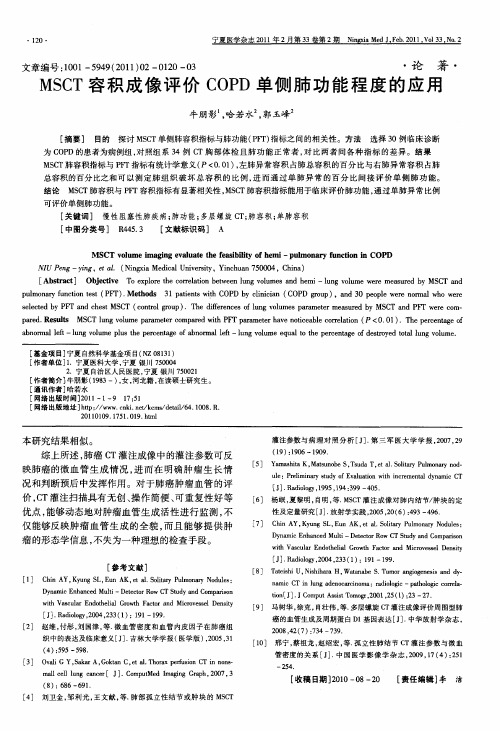 MSCT容积成像评价COPD单侧肺功能程度的应用