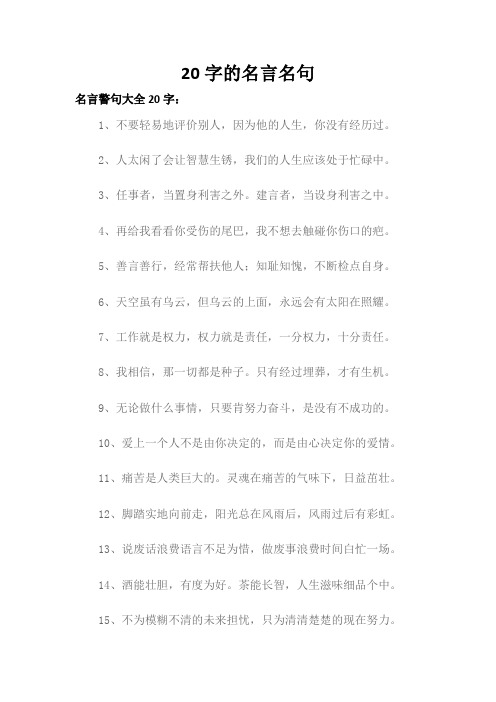 20字的名言名句