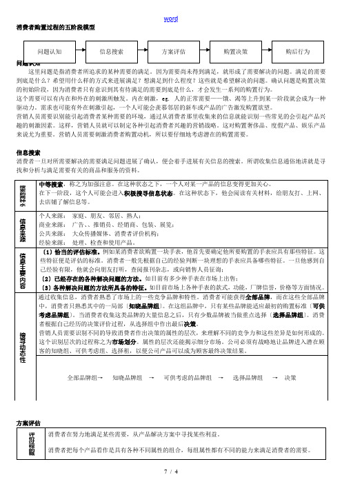 购买决策过程：五阶段模型