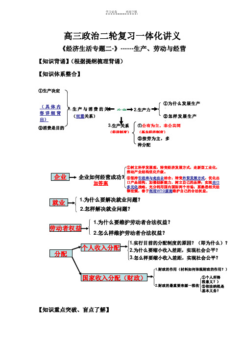 南通市海门市高三政治二轮复习教案一体化讲义