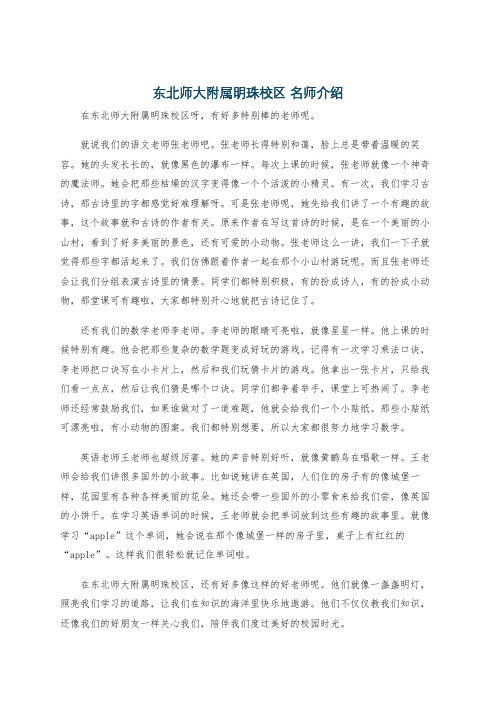 东北师大附属明珠校区 名师介绍