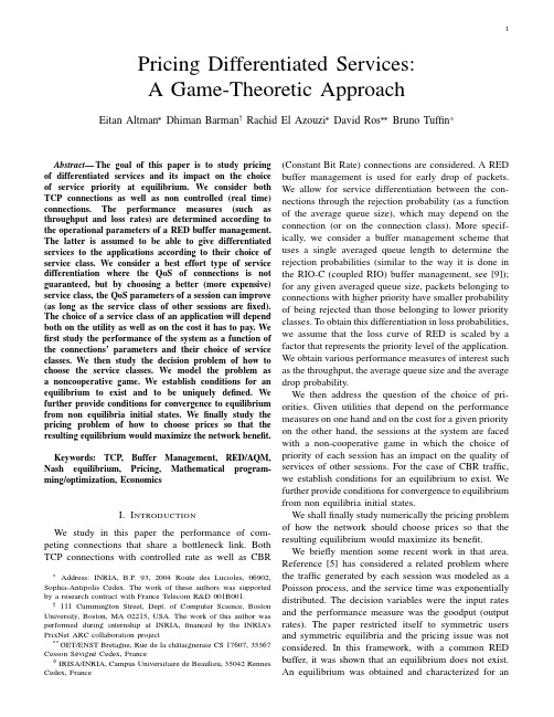 Eitan Altman Pricing Differentiated Services A Game-Theoretic Approach