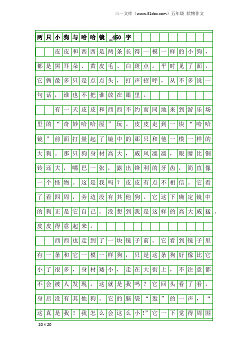 五年级状物作文：两只小狗与哈哈镜_450字