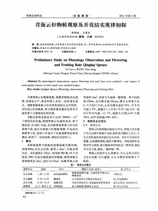 青海云杉物候观察及开花结实规律初探