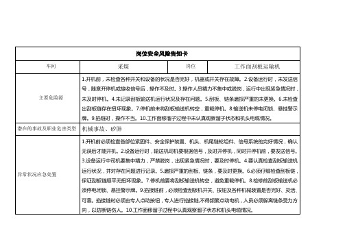 煤矿全套安全风险告知卡