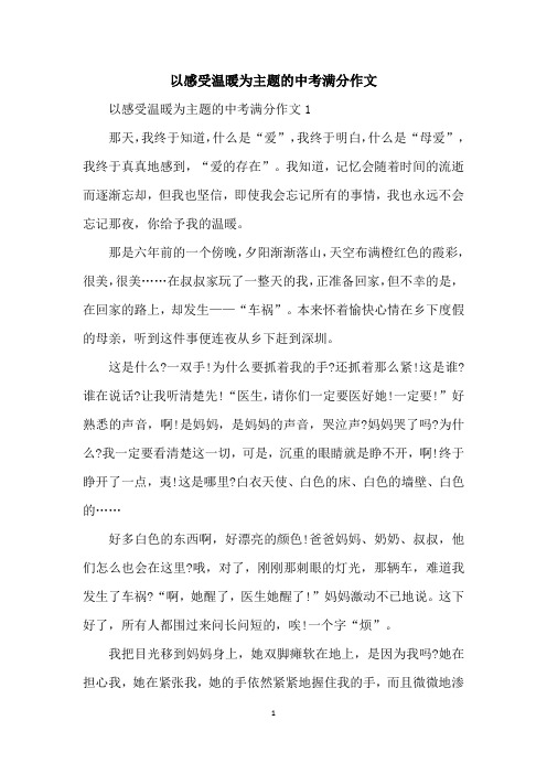 以感受温暖为主题的中考满分作文