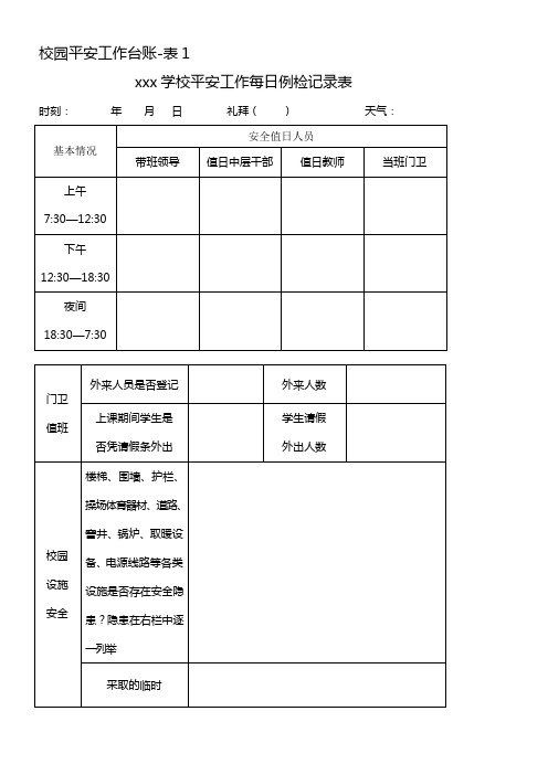 校园平安工作台账