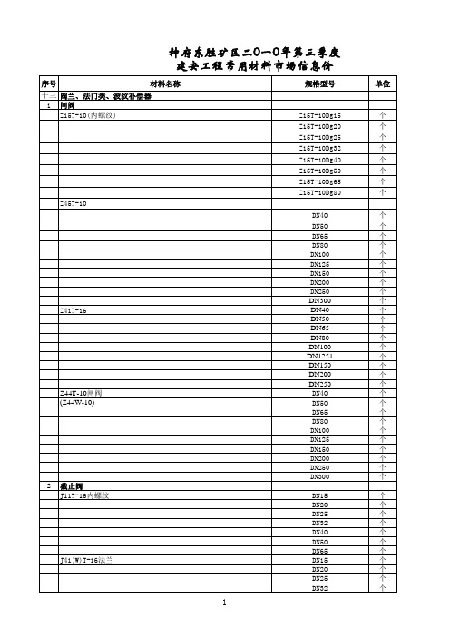 2010第三季度信息价