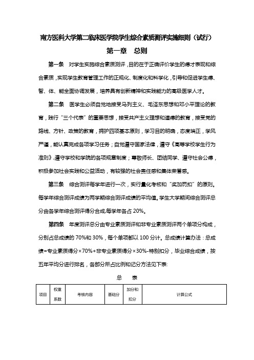 南方医科大学第二临床医学院学生综合素质测评实施细则...